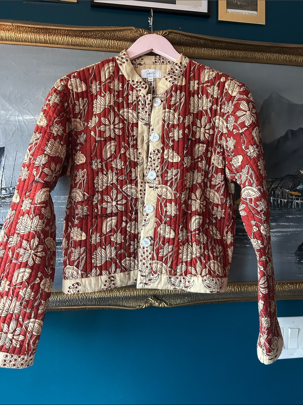 Sarah Richardson Design - Spritz Quilted Floral Utility Jacket in Red and Cream